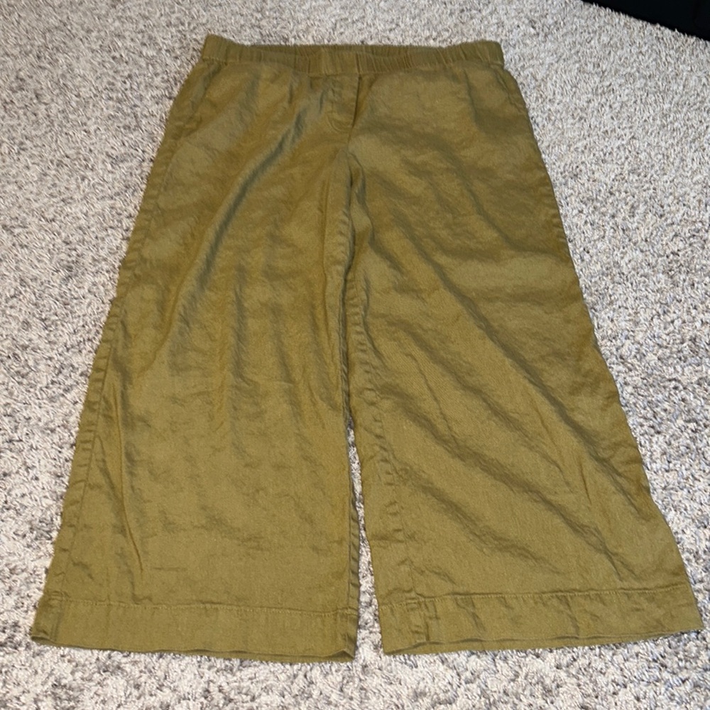 J.‎ Jill linen green olive medium cropped pants